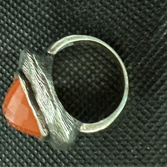 Thai 925 Sterling Silver w Faceted Carnelian Ring Size 7 Hallmarked "CID" - Picture 5 of 11